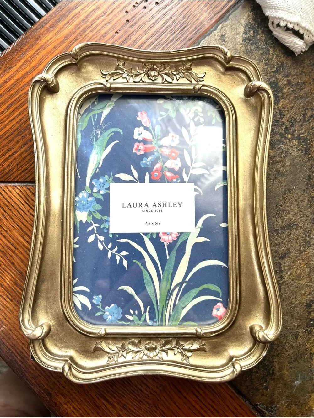 Laura Ashley Antique Gold Floral Accent Picture Frame 4x6
